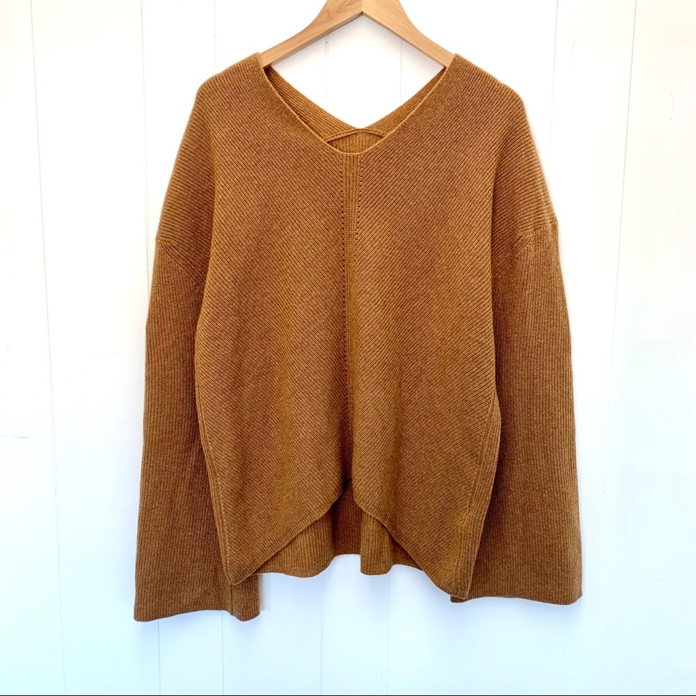 Cashmere bell sleeve camel color sweater 6
